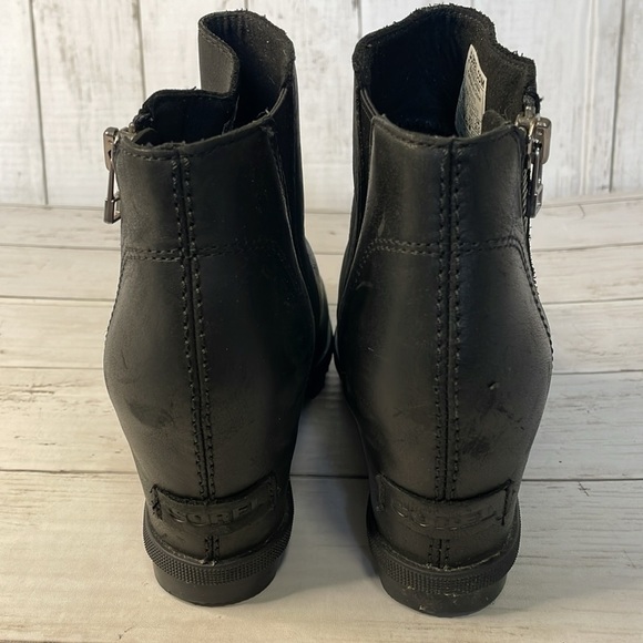 Sorel Black Leather Joan of Artic Wedge Bootie - Picture 4 of 13